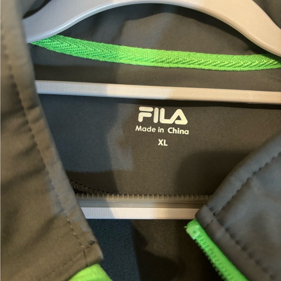 Fila track jacket, gray with neon green, men’s XL - Picture 2 of 8